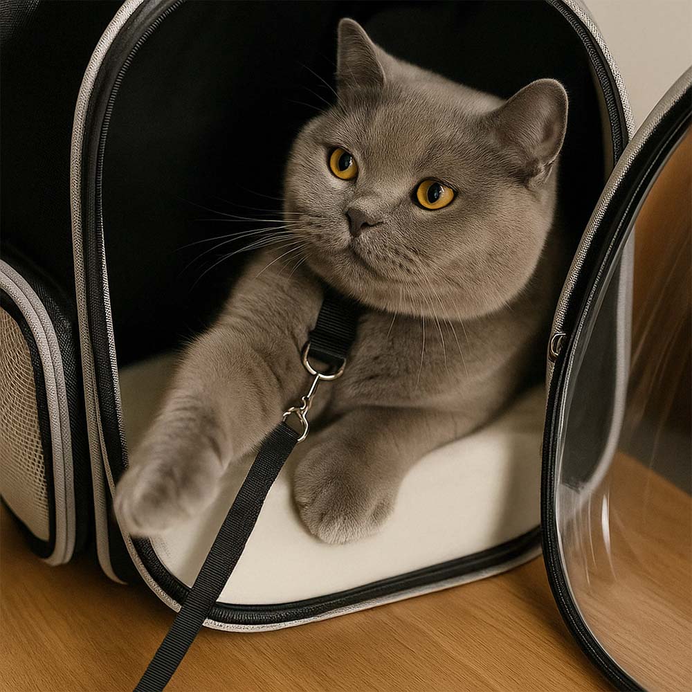 Елементи за безопасност в раница за котка