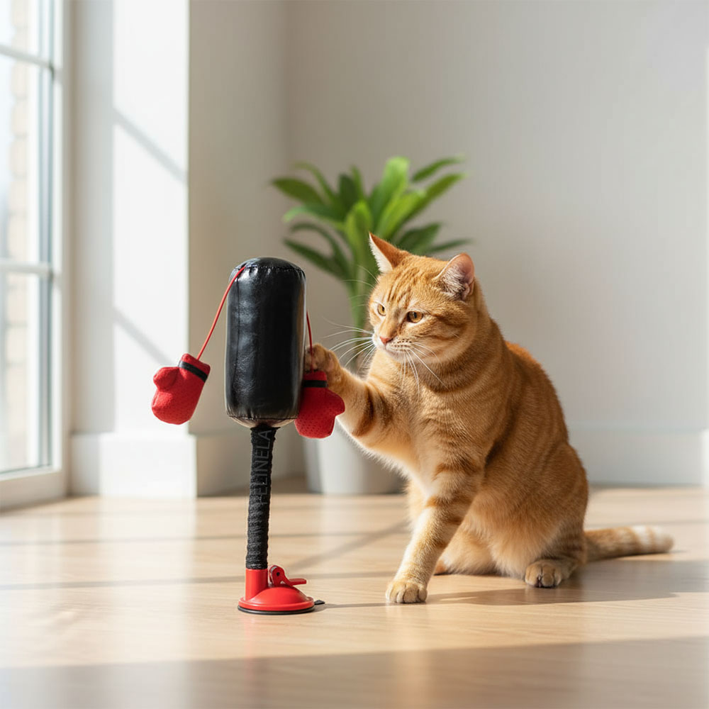 Котка играе с PunchCat у дома
