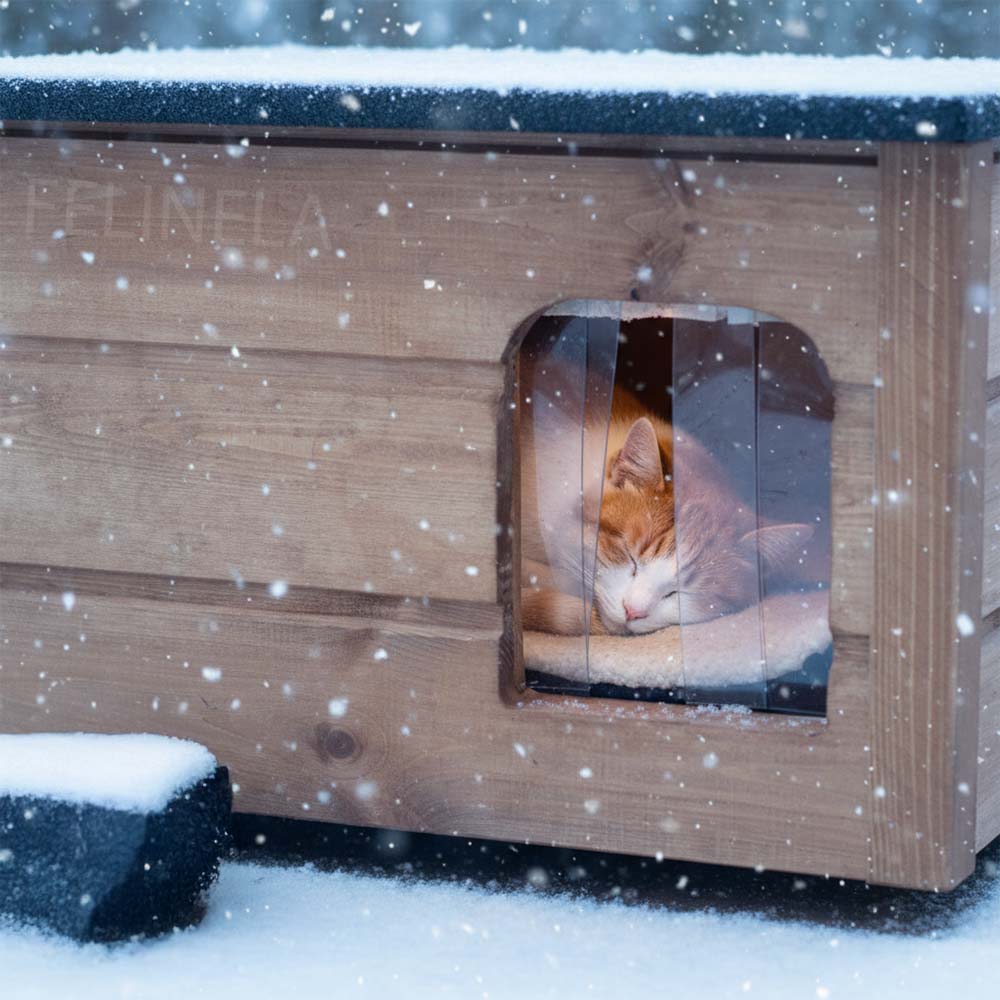 Котешки подслон с изолирани стени за зимни нощи